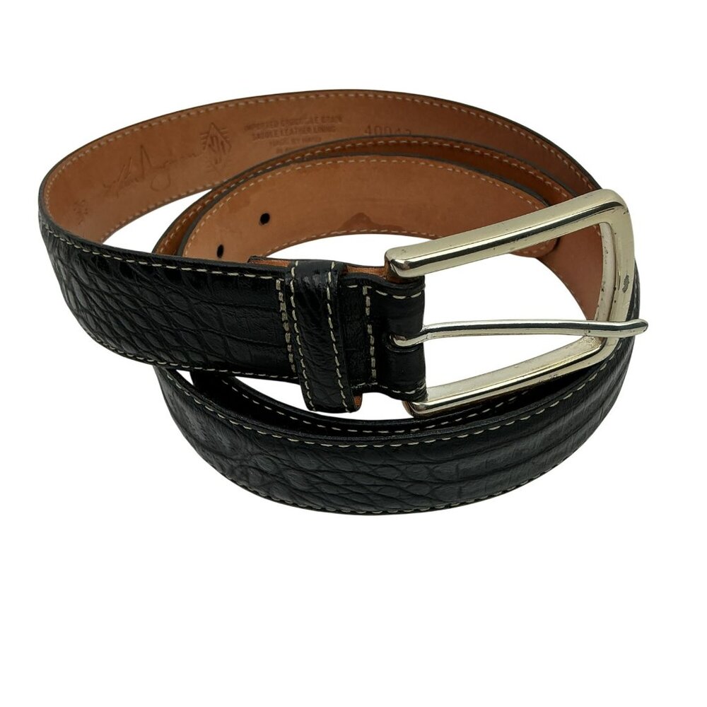 Martin Dingman Signature Imported Crocodile Grain Saddle Leather Lining Belt 400